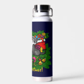 子猫と子犬、幸せなクリスマス ウォーターボトル (背面)