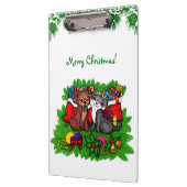 子猫と子犬、幸せなクリスマス クリップボード (左)