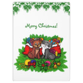 子猫と子犬、幸せなクリスマス クリップボード (裏面)