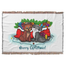 子猫と子犬、幸せなクリスマス