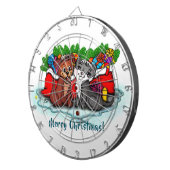子猫と子犬、幸せなクリスマス ダーツボード (正面右)