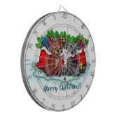 子猫と子犬、幸せなクリスマス ダーツボード (正面左)