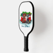 子猫と子犬、幸せなクリスマス ピックルボールラケット (左)