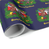 子猫と子犬、幸せなクリスマス ラッピングペーパー (ロールコーナー)