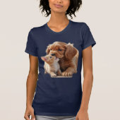 子猫と子犬 Tシャツ (正面)