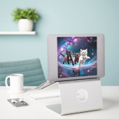 子猫と宇宙 シール (デスク上のノートパソコン)