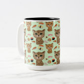 子猫と寿司の柄 ツートーンマグカップ (正面左)