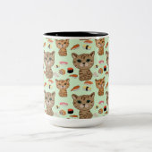 子猫と寿司の柄 ツートーンマグカップ (中央)