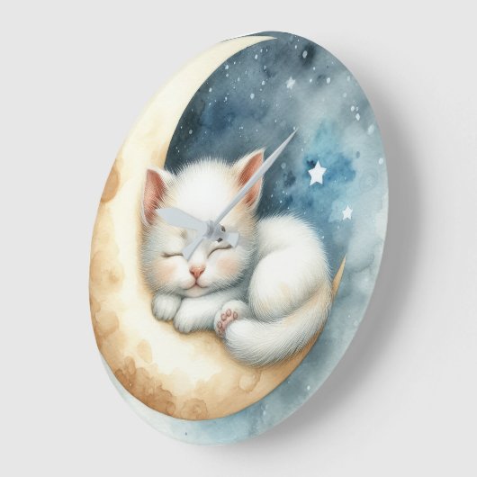 子猫と月 ラージ壁時計 (傾斜)