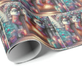 子猫と水彩色のクリスマスストッキング ラッピングペーパー (ロールコーナー)