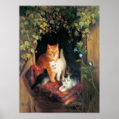 子猫と猫の細密画 ポスター (正面)