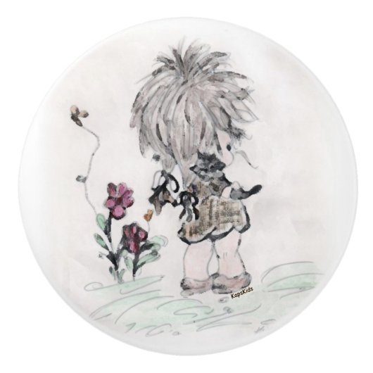 子猫と自分 セラミックノブ (正面)