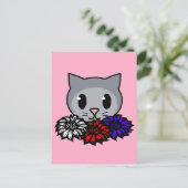 子猫と花子供へ ポストカード (スタンド正面)