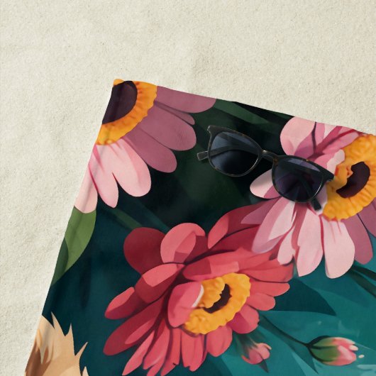 子猫と花 ビーチタオル (インサイチュ)