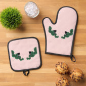 子猫と葉 鍋つかみ&鍋敷きセット (トップダウン)