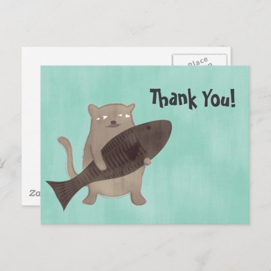 子猫と魚 ポストカード (正面/裏面)