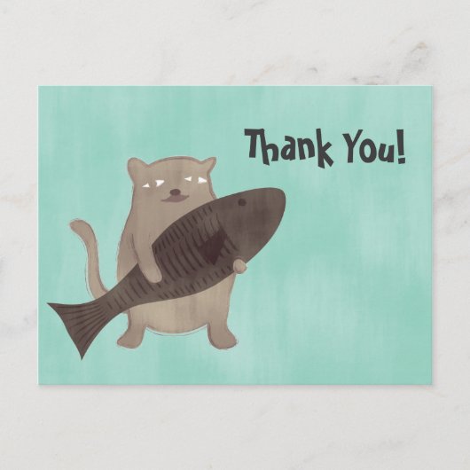 子猫と魚 ポストカード (正面)