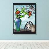 子猫とFavrileガラス花瓶(ギャラリーキャ包まれたンヴ) キャンバスプリント (インサイチュ (ウッドフロア))