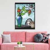 子猫とFavrileガラス花瓶(ギャラリーキャ包まれたンヴ) キャンバスプリント (インサイチュ (リビング))