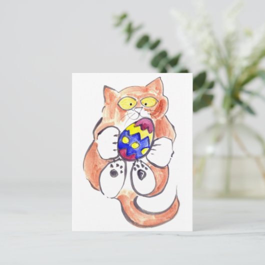 子猫にイースターの卵を捕らえた シーズンポストカード (スタンド正面)