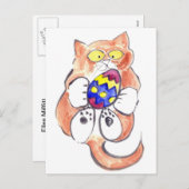 子猫にイースターの卵を捕らえた シーズンポストカード (正面/裏面)