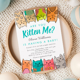 子猫に甘やかされてる? キティキャッツのニュートラルベビーシャワー 招待状