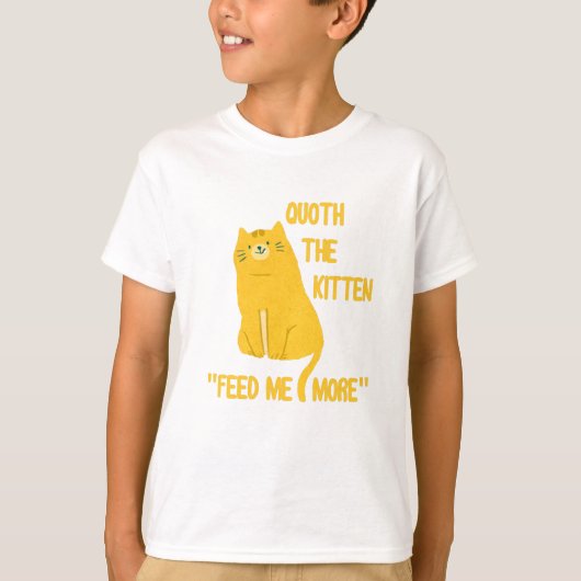 子猫に食べ物を与えも早く Tシャツ (正面)
