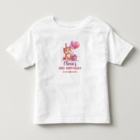 子猫のお祝い 誕生日 トドラーTシャツ (正面)