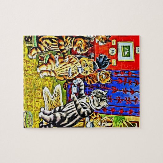 子猫のお茶会、ジグソーパズルのルイWain猫 ジグソーパズル (横)