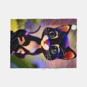 子猫のかわいさ フリースブランケット (正面(横))