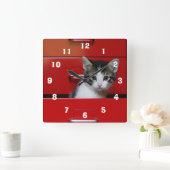 子猫のぞき スクエア壁時計 (ホーム)