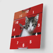 子猫のぞき スクエア壁時計 (傾斜)