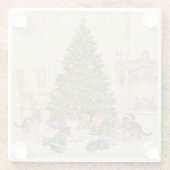 子猫のためのクリスマスの朝 グラス コースター (裏面)