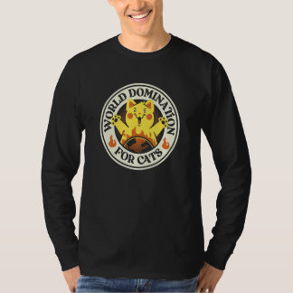 子猫のための世界征服 面白い猫のバッジ 地球 Tシャツ