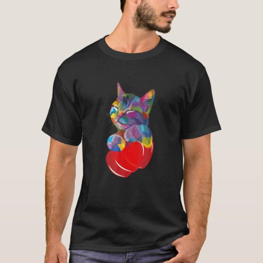 子猫のための可愛い猫 カラフル Tシャツ (正面)