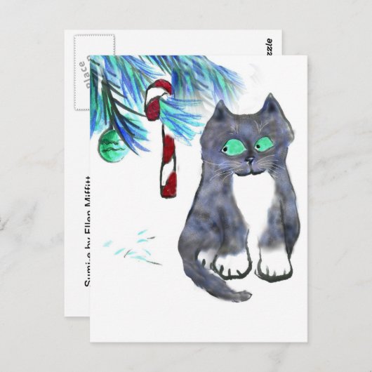 子猫のための心をそそるキャンディ・ケーン ポストカード (正面/裏面)