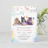 子猫のねこパーティー 1歳の誕生日パーティー 招待状 (スタンド正面)