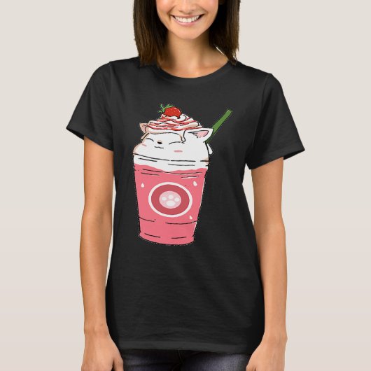 子猫のイチゴスムージー Tシャツ (正面)