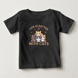 子猫のイラストがかわいいベビーTシャツ Life Is Better With Cats ベビーTシャツ
