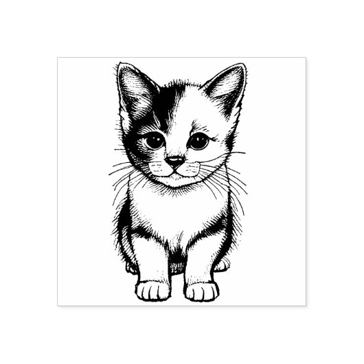子猫のウッディーアートスタンプ ねこ好きさんに ラバースタンプ (インプリント)