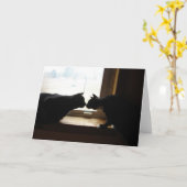 子猫のキスのメッセージカード カード (黄色い花)