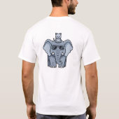 子猫のキャラクターTシャツを被ったクールな象 Tシャツ (裏面)