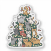 子猫のクリスマスツリー 猫 ペット 動物好き シール (正面)
