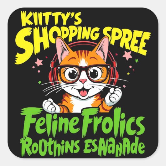 子猫のショッピングの輝き：楽しいコレクション スクエアシール (正面)