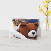 子猫のテディの友人カード カード (黄色い花)