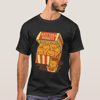 子猫のナゲット 笑える猫の食べ物 Tシャツ