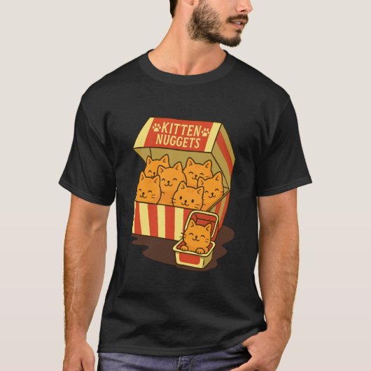 子猫のナゲット 笑える猫の食べ物 Tシャツ (正面)