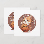 子猫のバスケットボール 招待状 (正面/裏面)