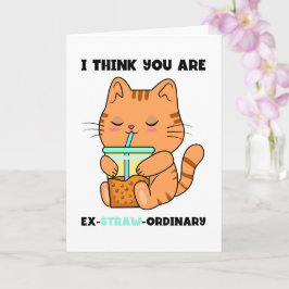 子猫のバブルティーはあなたが特別なストローパンです カード