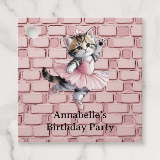 子猫のバレリーナの誕生日パーティーのお礼 フェイバータグ (正面)